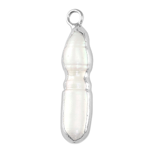 S&uuml;sswasserperlen Anh&auml;nger Tooth Silver-Natural white