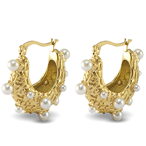 Ohrringe / Ohrstecker aus Stainless Steel - Rostfreiem Stahl Imitationsperlen Gold