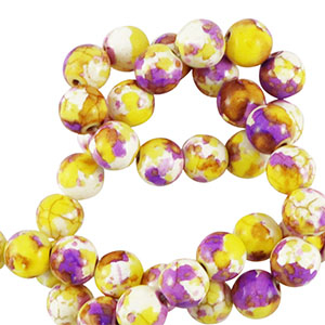 Perlen Keramik 8mm White-yellow purple