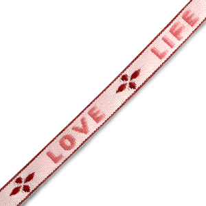 Schmuckband mit Text "love life" Pink-warm red