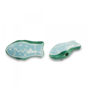 Keramik Perlen Fisch Blue-green