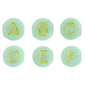 Buchstaben Perlen aus Acryl Mix Mint green-gold
