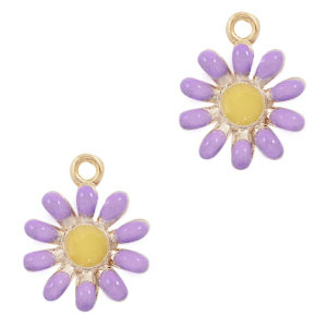Basic Quality Metall Anh&auml;nger Blume Gold purple