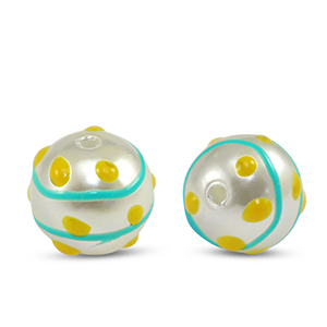 Acryl perlen Punkte Pearl-blue yellow