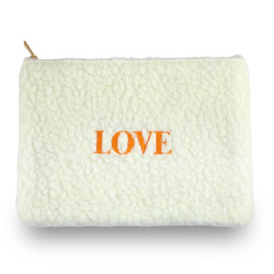 Teddy-Etui "LOVE" Off white-orange