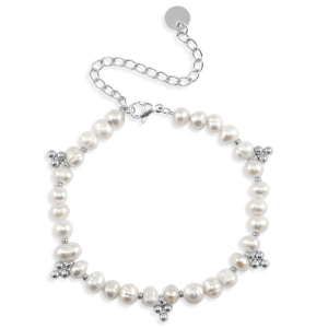 Armb&auml;nder aus Stainless Steel - Rostfreiem Stahl Perlen Silver