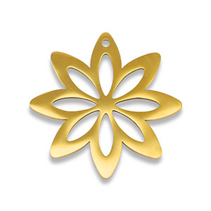Stainless Steel - Rostfrei Stahl Anh&auml;nger Blume Gold