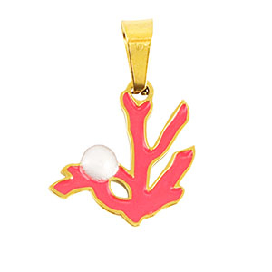 Stainless Steel - Rostfrei Stahl Anh&auml;nger Koralle Gold-rose red