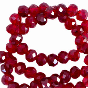 Top Glas Facett Perlen 8x6 mm rondellen Wine red-pearl shine coating