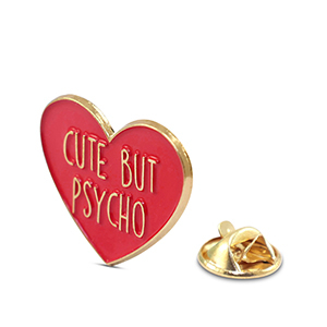 Anstecker Herz "Cute but psycho" Red-gold