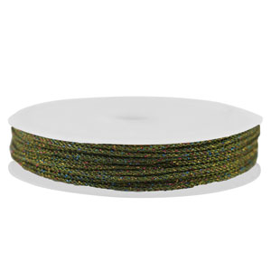 Makramee Band geflochten 1mm Dark green-multicolour metallic