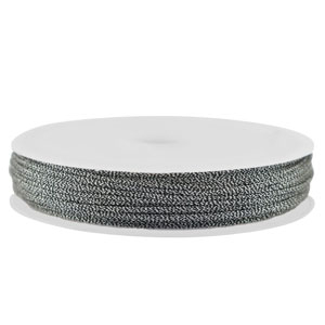 Makramee Band geflochten 1mm Dark grey-silver metallic