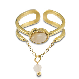 Ringe aus Stainless Steel - Rostfreiem Stahl mit Naturstein Gold-off white-white