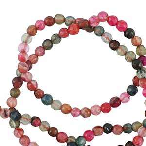 Naturstein Perlen 3mm Facett geschliffen Multicolor pink-green