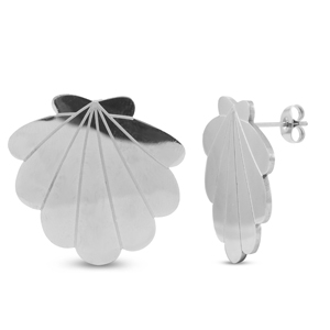 Ohrringe / Ohrstecker aus Stainless Steel - Rostfreiem Stahl Muschel Silver