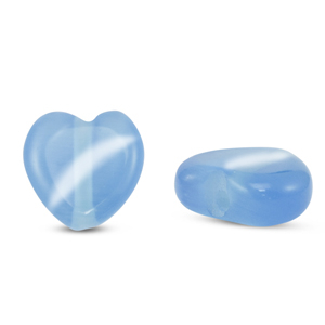 Glasperlen Cat's Eye Herz Blue