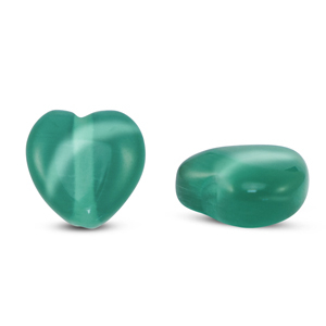 Glasperlen Cat's Eye Herz Dark green