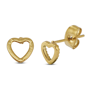 Ohrringe / Ohrstecker aus Stainless Steel - Rostfreiem Stahl Herz Gold