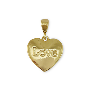 Brass TQ Metall Anh&auml;nger Herz "Love" Gold
