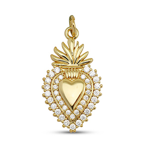 Brass TQ Metall Anh&auml;nger Zirkonia Herz Gold