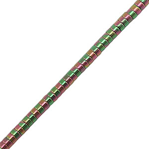 H&auml;matit Perlen Disc 2mm Green-pink-AB coating