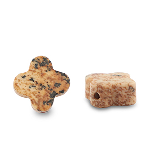 Naturstein Perlen Quarzit Gl&uuml;cksklee Brown