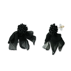 Trendy Ohrringe/Ohrstecker Chiffon Blume Black-gold
