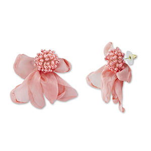 Trendy Ohrringe/Ohrstecker Chiffon Blume Peach pink-gold
