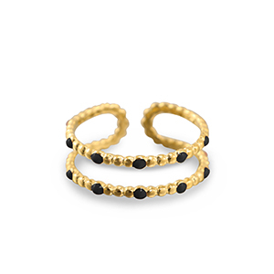 Ringe aus Stainless Steel - Rostfreiem Stahl Dots Gold-black