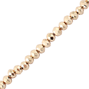 Top Glas Facett Perlen 4x3mm Rondellen Metallic champagne