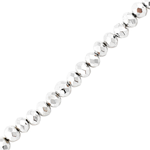 Top Glas Facett Perlen 4x3mm Rondellen Metallic silver
