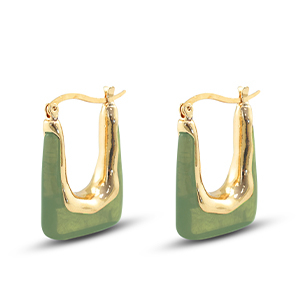 Trendy Resin Ohrringe Rechteck Gold-green