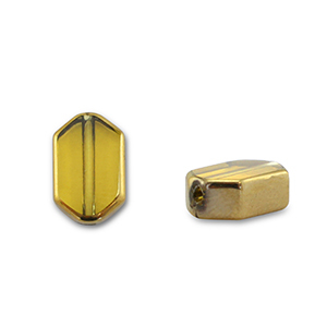 Glasperlen Hexagon Yellow transparent-gold