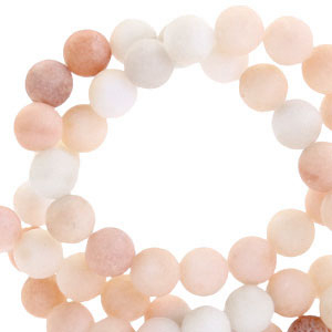 Naturstein Perlen Quarz 6mm Off white peach opal