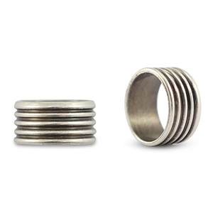 Metall Schieber DQ Ring geriffelt Antik silber (Nickelfrei)