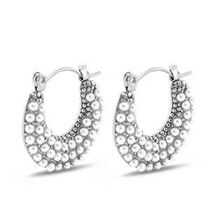 Ohrringe aus Stainless Steel - Rostfreiem Stahl Ohrstecker mit Imitation Perlen Silver