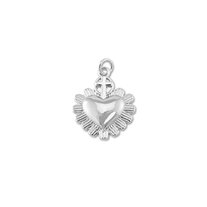 Brass TQ Metall Anh&auml;nger Hertz mit Kreuz Silver