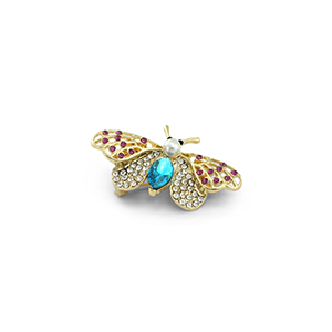 Broschen Schmetterling mit Perle Gold-blue-pink