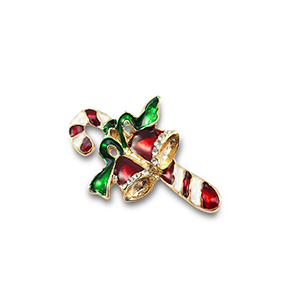 Broschen Zuckerstange mit Glocken Gold-red-green-white