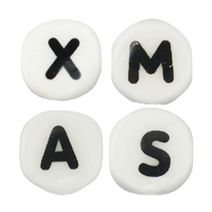 Buchstaben Perlen aus Keramik - XMAS White-black