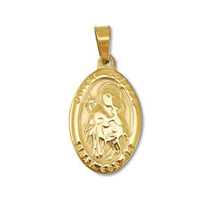 Stainless Steel - Rostfrei Stahl Anh&auml;nger Oval "Saint Joseph" Gold