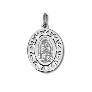 Stainless Steel - Rostfrei Stahl Anh&auml;nger Oval Religi&ouml;se Silver
