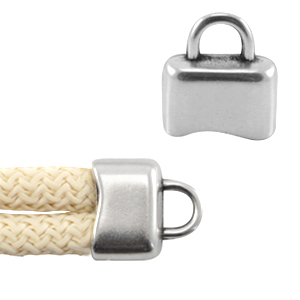 DQ Metall Endkappen mit &Ouml;se f&uuml;r 5mm Band Antik silber (Nickelfrei)