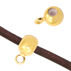 Metall Zubeh&ouml;r DQ Anh&auml;nger mit &Ouml;se und Gummi innen Gold (Nickelfrei)