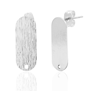Metall Zubeh&ouml;r DQ Earpin Oval mit &Ouml;se Antik silber (Nickelfrei)