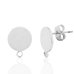 Metall Zubeh&ouml;r DQ Earpin rund 10mm mit &Ouml;se Antik silber (Nickelfrei)