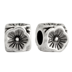 Metall Perlen DQ Blume cube 5mm Antik silber (Nickelfrei)