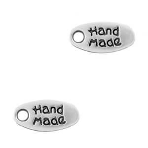 Metall Anh&auml;nger DQ Tag "handmade" Antik silber (Nickelfrei)