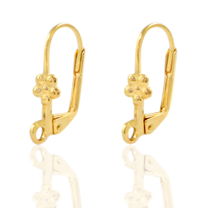 Metall Zubeh&ouml;r DQ Ohrh&auml;nger verschliessbar Blume Gold (Nickelfrei)