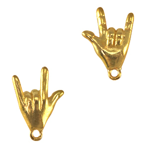 Metall Anh&auml;nger DQ "I love you" Gold (Nickelfrei)